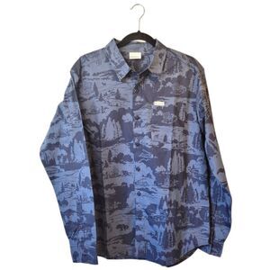 Columbia Blue Rogers Peak  Printed Long Sleeve Shirt NWT